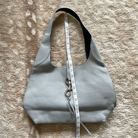 Rebecca Minkoff Megan Leather Boho Hobo Shoulder Bag In Perla Gray - Picture 9 of 16